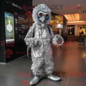 Fantasia de mascote de ema prateada com parca e palmilhas - Mascotes emu - REBROKO_214010 - RedBrokoly.com
