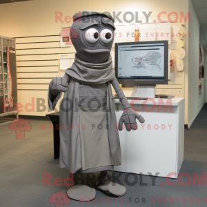 Grå Computer maskot kostume...