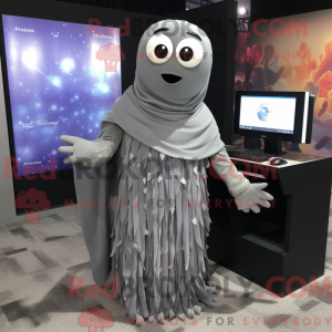 Grå Computer maskot kostume...