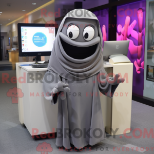 Grå Computer maskot kostume...