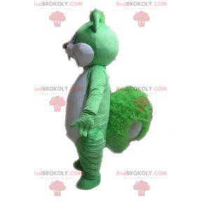 Mascota ardilla gigante verde y blanca - Redbrokoly.com
