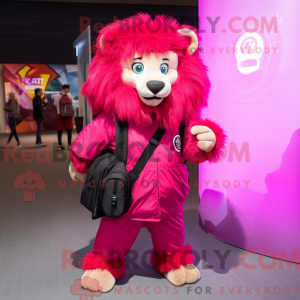 Magenta Tamer Lion maskot...