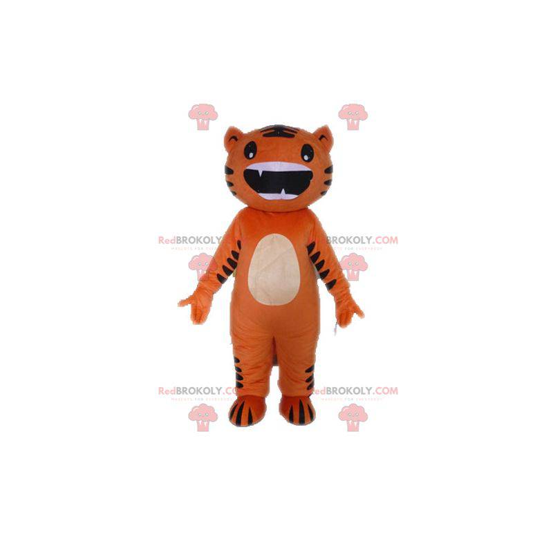 Mascotte de chat orange et noir rigolo et original -