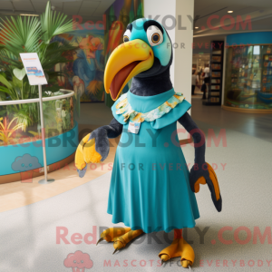 Teal Toucan mascot costume...