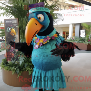 Teal Toucan mascot costume...