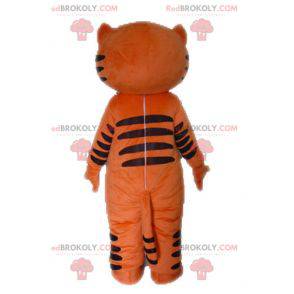 Mascotte de chat orange et noir rigolo et original -