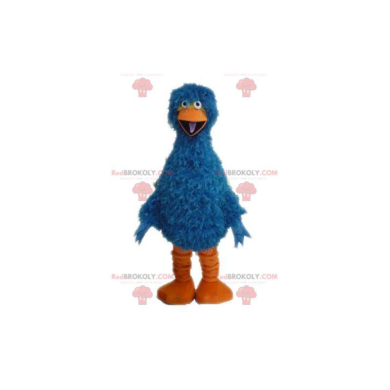 Chlupatý a vtipný modrý a oranžový pták maskot - Redbrokoly.com