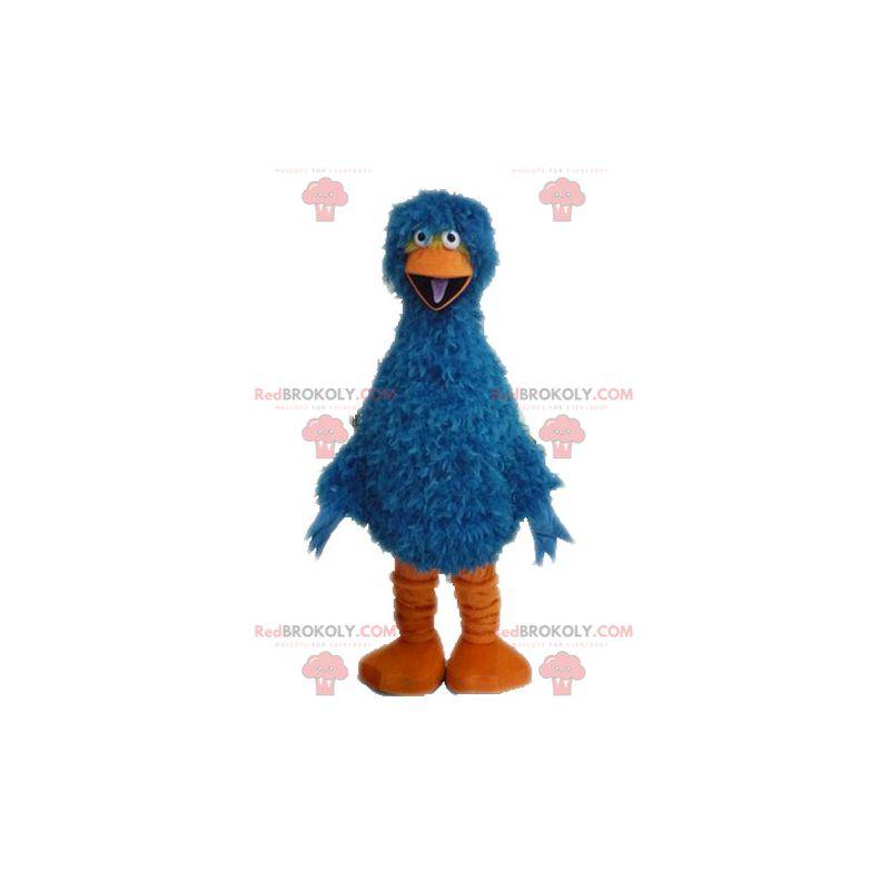 Hairy and funny blue and orange bird mascot - Redbrokoly.com