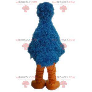 Mascotte uccello blu e arancione peloso e divertente -