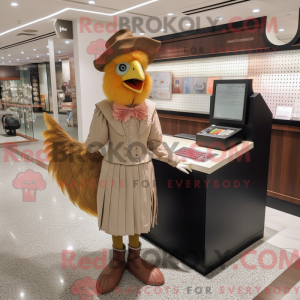 Tan Rooster mascottekostuum...