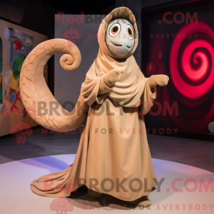 Tan Hydra maskot kostume...