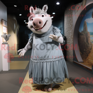 Grey Sow maskotdraktfigur...