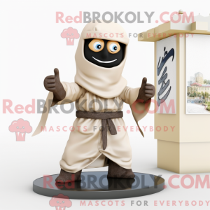 Beige Ninja-mascottekostuum...