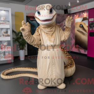 Beige python maskotdräkt med culottes och handskar - Python Mascots - REBROKO_214192 - RedBrokoly.com