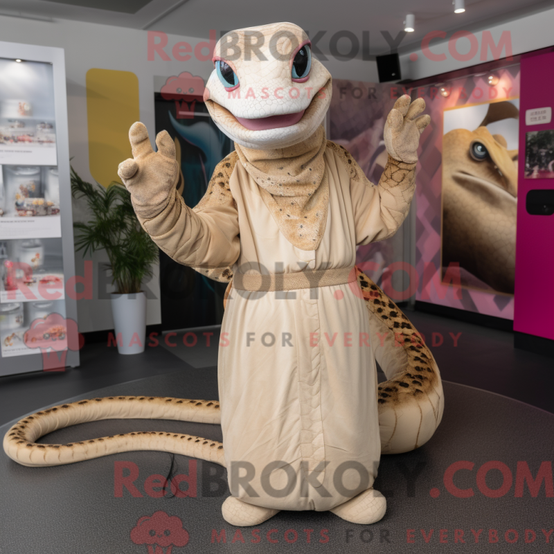 Beige python maskotdräkt med culottes och handskar - Python Mascots - REBROKO_214192 - RedBrokoly.com