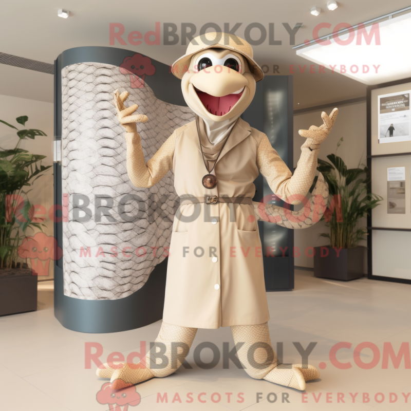 Beige python maskotdräkt med culottes och handskar - Python Mascots - REBROKO_214193 - RedBrokoly.com