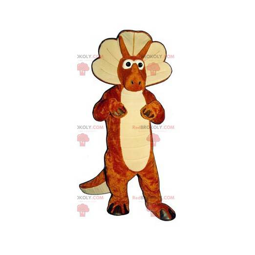 Mascote dinossauro laranja e branco - Redbrokoly.com