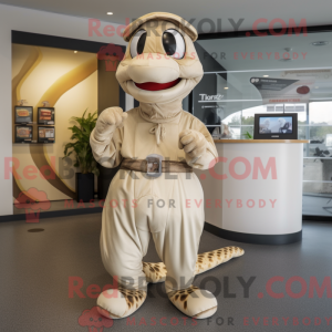 Beige python maskotdräkt med culottes och handskar - Python Mascots - REBROKO_214194 - RedBrokoly.com