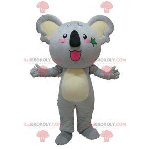 Mascotte de koala gris et jaune géant et mignon - Redbrokoly.com