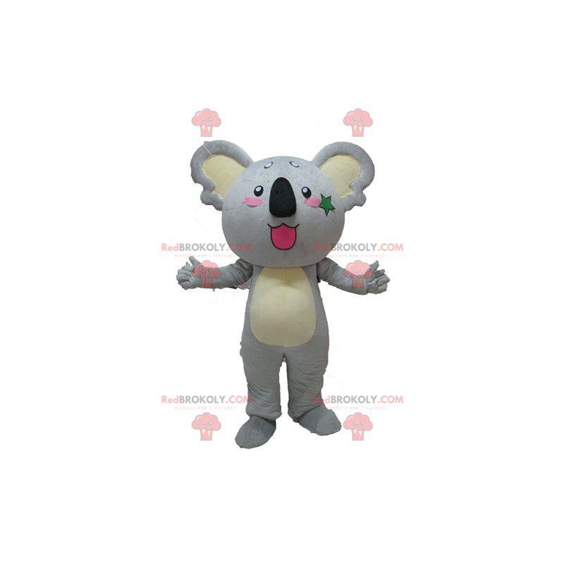 Jätte och söt grå och gul koalamaskot - Redbrokoly.com