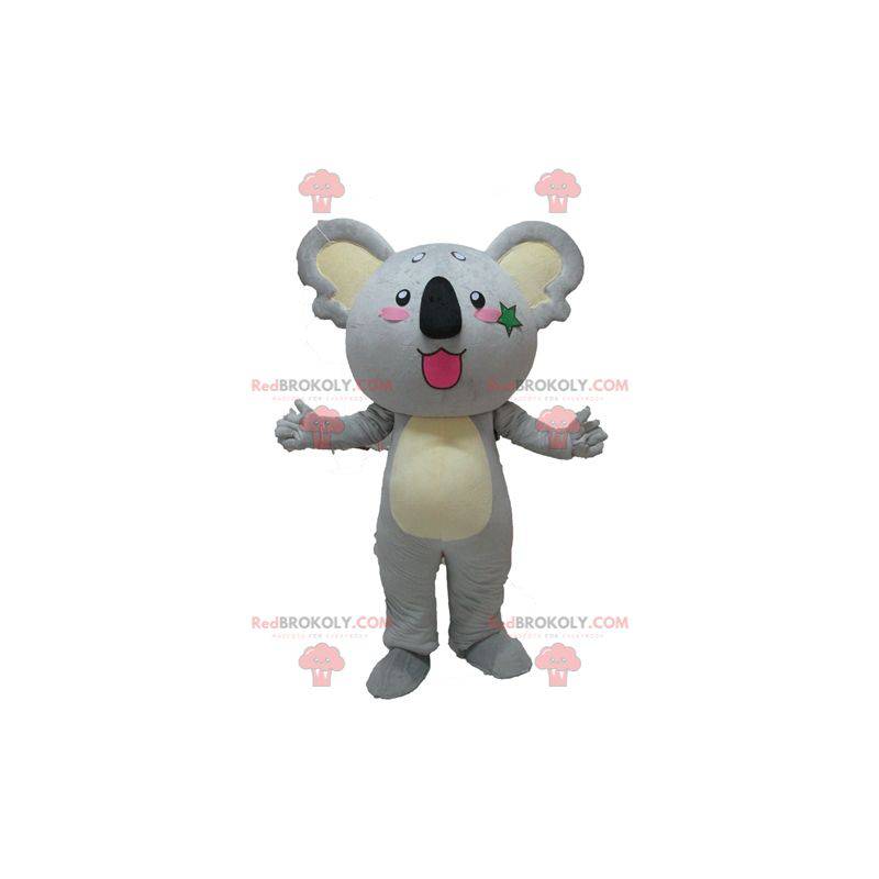 Mascotte de koala gris et jaune géant et mignon - Redbrokoly.com