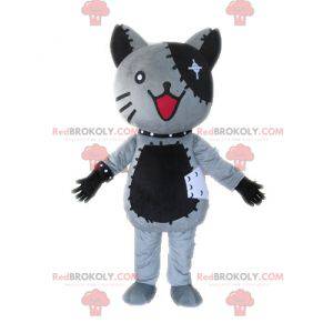 Mascotte de chat en peluche gris et noir - Redbrokoly.com