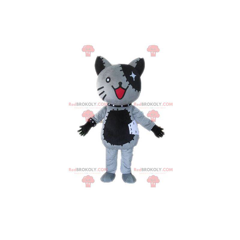 Gray and black plush cat mascot - Redbrokoly.com