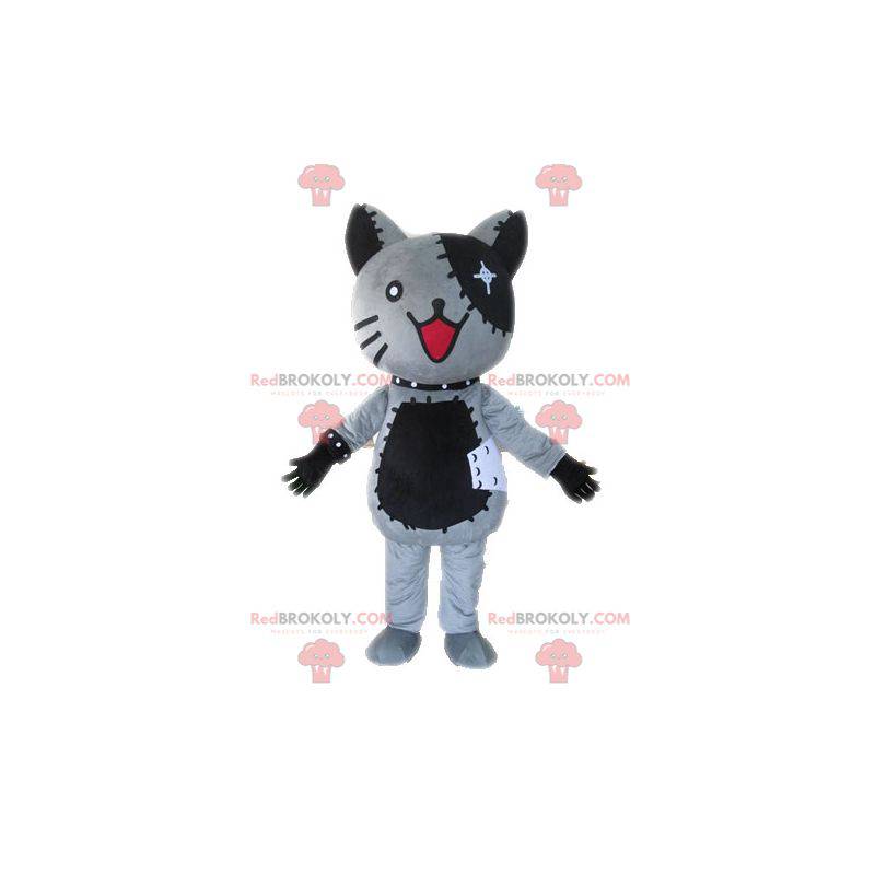 Šedá a černá plyšová kočka maskot - Redbrokoly.com Šedá a černá plyšová kočka maskot - Redbrokoly.com