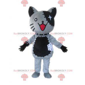 Mascotte de chat en peluche gris et noir - Redbrokoly.com