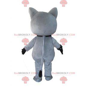 Mascotte de chat en peluche gris et noir - Redbrokoly.com