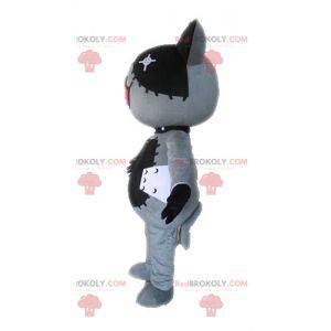 Gray and black plush cat mascot - Redbrokoly.com