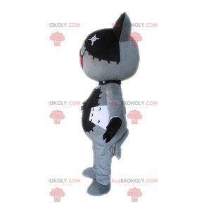 Mascote gato de pelúcia cinza e preto - Redbrokoly.com