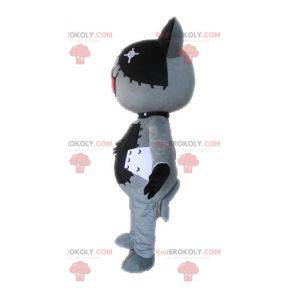 Mascotte gatto peluche grigio e nero - Redbrokoly.com