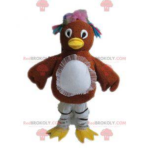 Mascota de gallina marrón con plumas brillantes - Redbrokoly.com