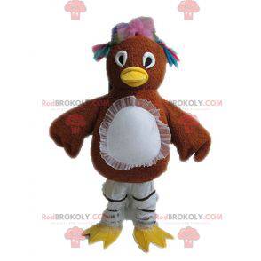 Brown hen mascot with glittery feathers - Redbrokoly.com