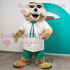 Crème bever mascottekostuum...