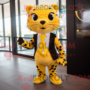 Gul Leopard maskot kostume...