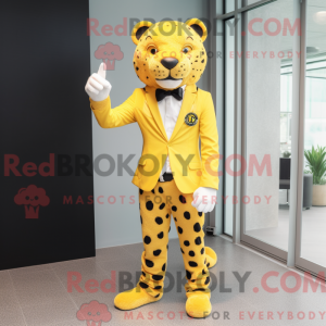 Gul Leopard maskot kostume...