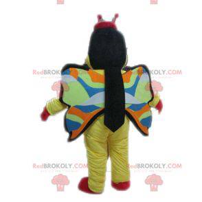 Mascotte de papillon jaune rouge et noir - Redbrokoly.com