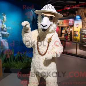 Crème lama-mascottekostuum...