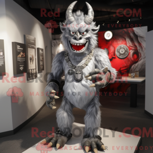 Sølv Demon maskot drakt...