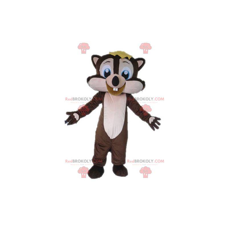 Mascote esquilo marrom e rosa muito sorridente - Redbrokoly.com