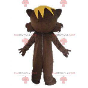 Sehr lächelndes braunes und rosa Eichhörnchenmaskottchen -