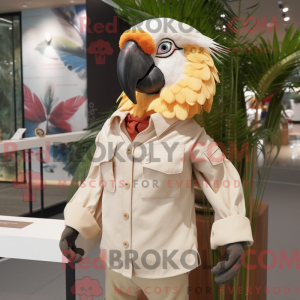 Beige ara mascottekostuum...