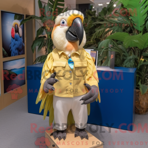 Beige Macaw mascot costume...