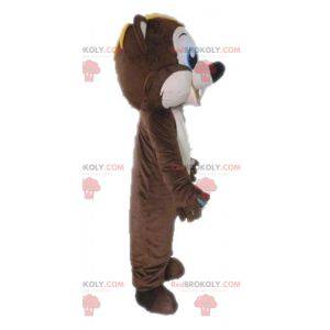 Mascote esquilo marrom e rosa muito sorridente - Redbrokoly.com
