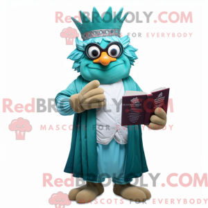 Teal King maskot kostume...