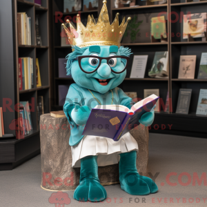 Teal King mascottekostuum...