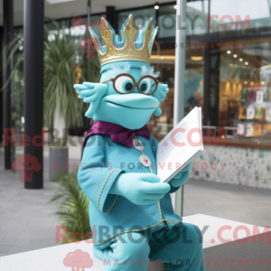 Teal King maskotdraktfigur...