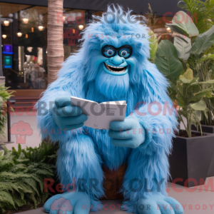 Blå Sasquatch maskot...